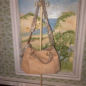 G.I.L.I Sandyblush Suede Shoulder Bag